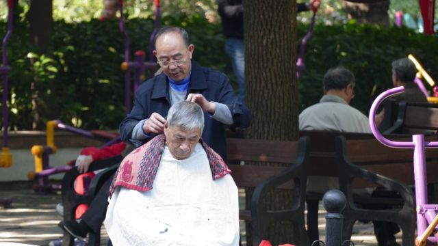 Friseur-im-Park-Shanghai