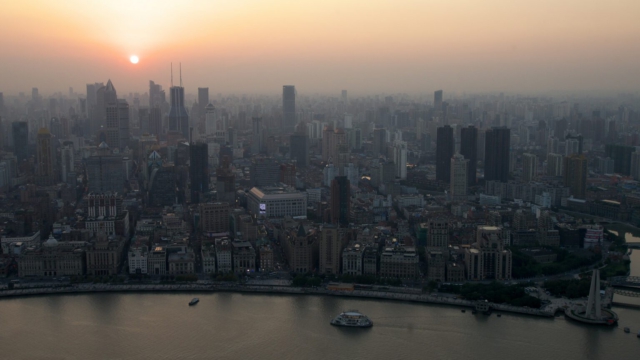 Sonnenuntergang-Skyline-Shanghai